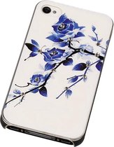 3D Hardcase met Diamant iPhone 4/4S Blauw-Roos - Back Cover Case Bumper Hoesje