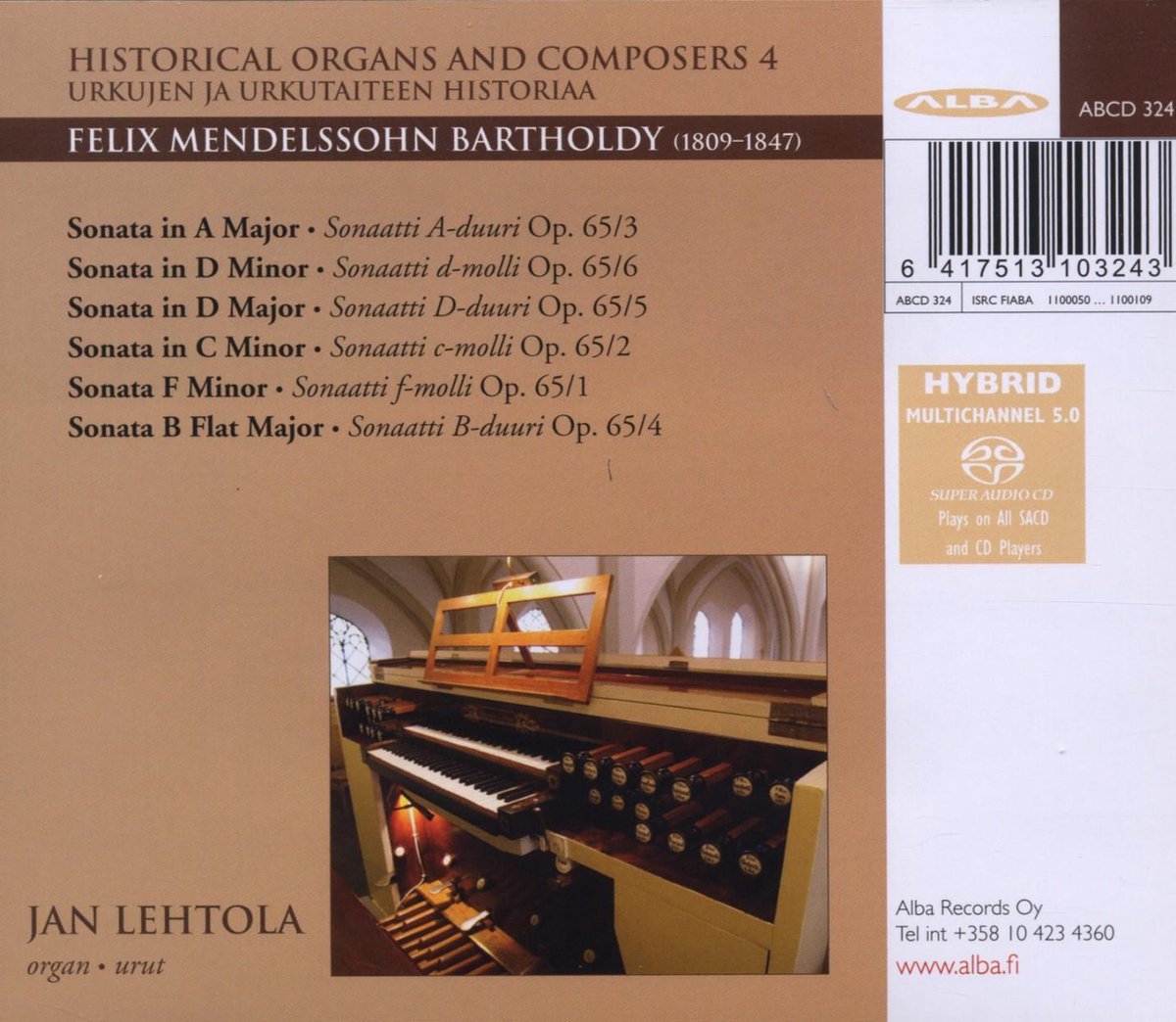 Mendelssohn Sonatas For Organ, Marcussen & Sohn 1865 Uusikaupunki