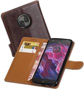 Zakelijke Book Case Telefoonhoesje Geschikt voor de Motorola Moto X4 - Portemonnee Hoesje - Pasjeshouder Wallet Case - Mocca
