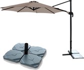 Kopu® Zweefparasol Vigo met parasolvoet - 300 cm rond - Taupe