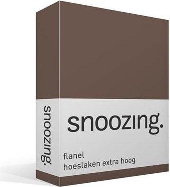Snoozing - Flanel - Extra Hoog - Hoeslaken - Eenpersoons - 90/100x220 cm - Taupe