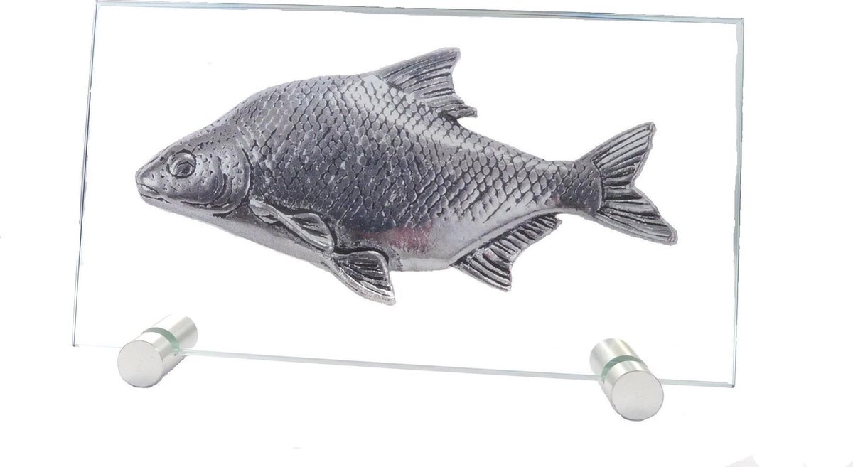 Glasstandaard Brasem – 3D Decoratie Vissen Beeldje Vissen Karper Glasplaat Cadeau Voor Een Visser
