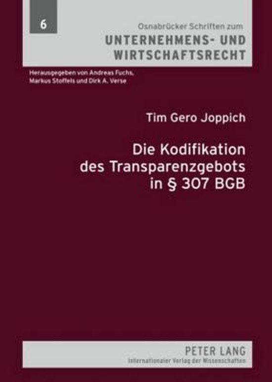Die Kodifikation des Transparenzgebots in § 307 BGB - cover