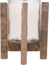 Kandelaars - candle holder | natural | hout | 14,5x17,5 cm - - 14,5x175x