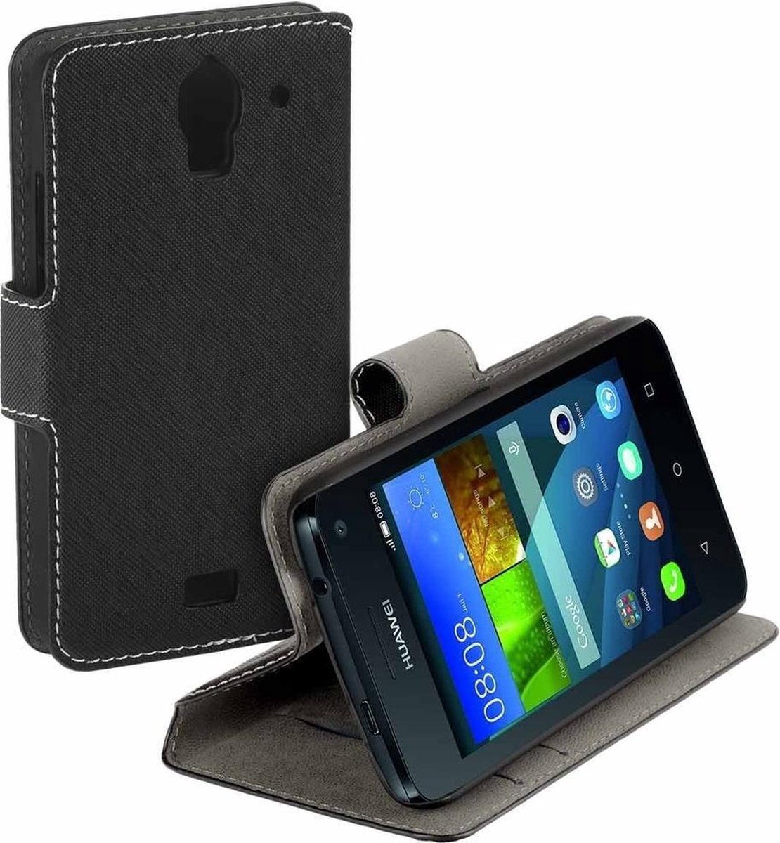 Zo snel als een flits zal ik doen Zijdelings HC zwart book case style Huawei Y360 wallet cover hoesje | bol.com
