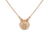 ARLIZI 1448 Ketting Live Laugh Love Bedel Hanger - Dames - 925 Zilver Roséverguld - 40 cm