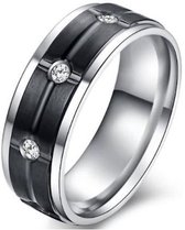 Schitterende Titanium Ring met 8 Zirkonia Steentjes | Damesring | Herenring | 20,75 mm. Maat 65