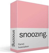Snoozing - Flanel - Hoeslaken - Eenpersoons - 70x200 cm - Roze