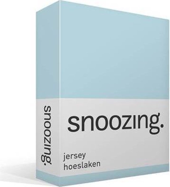 Snoozing Jersey - Hoeslaken - 100% gebreide katoen - 160x200 cm - Hemel
