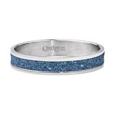 Quiges Stapelring Dames - Vulring Blauw Glitter - RVS Zilverkleurig - Maat 22 - Hoogte 4mm