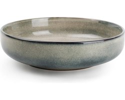 Salt & Pepper Diep bord Pastabord 22,5xH6cm groen/blauw Meridian (set van 2 stuks)