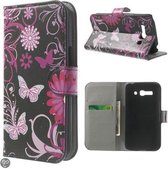 Alcatel Pop C9 vlinder zwart roze agenda wallet hoesje
