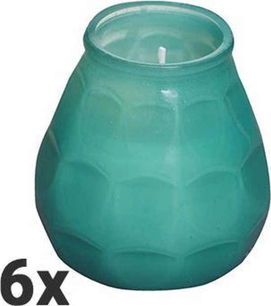 6 stuks Bolsius Twilights zeegroen glazen kaarsen 104/99 (70 uur) | bol.com