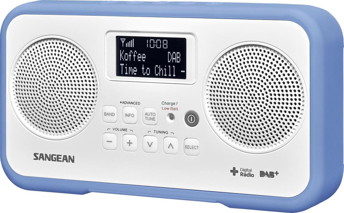 Sangean DPR-77 - DAB Radio - Draagbare Radio met DAB+ en FM - Wit / Blauw