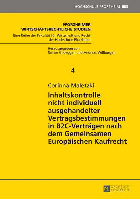 Pforzheimer wirtschaftsrechtliche Studien 4 - Inhaltskontrol ... - cover