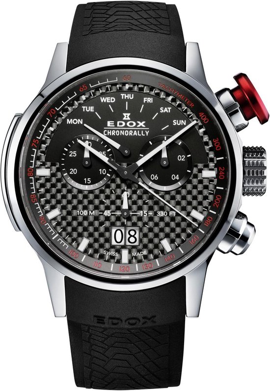Edox 38001-TIN-NIN quartz zwart - rubber band 10 ATM (zwemmen) | bol.com