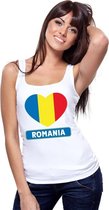 Roemenie hart vlag singlet shirt/ tanktop wit dames L