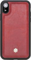 Bomonti - Coque Clevercase Apple iPhone XR rouge Milan - Coque arrière en cuir faite à la main - Convient pour le chargement sans fil