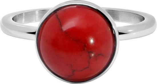 Quiges Stacking Ring de remplissage Red Stone - Femme - Acier inoxydable couleur argent - Taille 19 - Hauteur 2mm