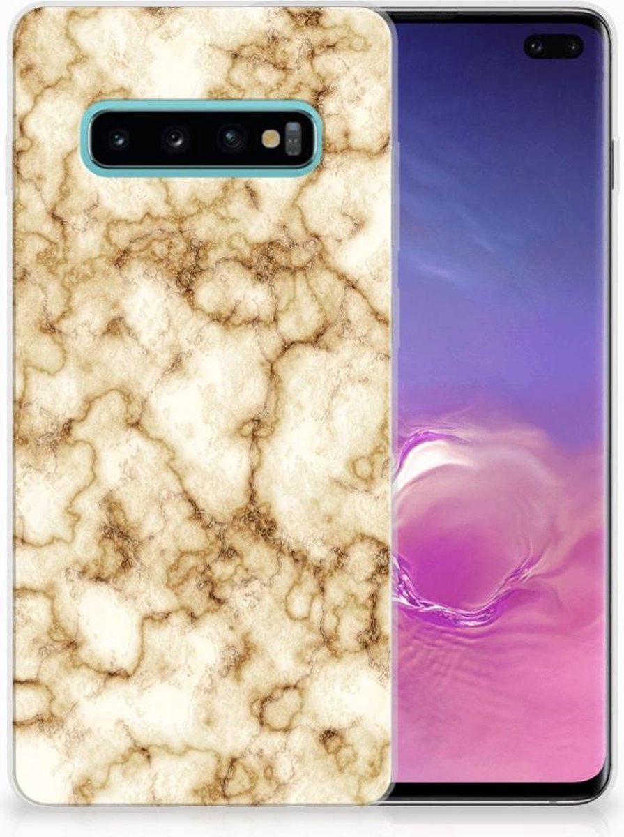 Samsung Galaxy S10 Plus TPU Siliconen Hoesje Marmer Goud