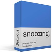 Snoozing - Hoeslaken  - Eenpersoons - 90x220 cm - Percale katoen - Meermin