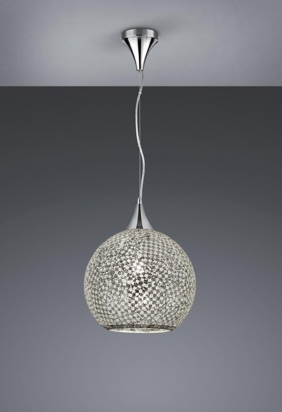 TRIO, Hanglamp, Mosaique 1xE27, max.60,0 W Glas, zilver, Armatuur: Metaal,  Chroom... | bol.com