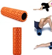 Fitness Foam Roller - Yoga Workout Roll - Pilates / Body Rug Massage Rol The Grid Roller - 34CM Oranje