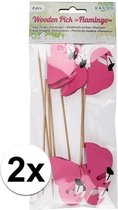 16 stuks cocktail decoratie prikkers flamingo - Tropische cocktail prikkers