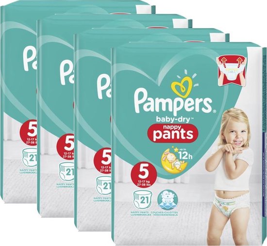 Pampers Baby-Dry Nappy Pants - Maat 5 (Junior) 12-17 kg - 4 x 21 Stuks -  Luierbroekjes | bol.com