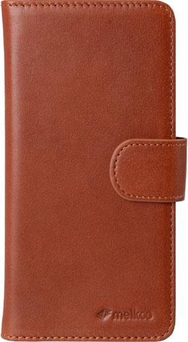 Melkco Premium Leather Wallet Book Case Alphard Oranje Bruin voor Samsung Galaxy S6