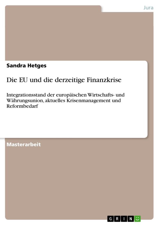 Die EU und die derzeitige Finanzkrise - cover