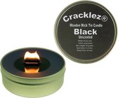 4 stuks Cracklez® Knetter Houten Lont Kaarsen in blik Black. Geurloos. Zwart.