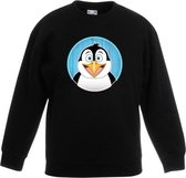 Kinder sweater zwart met vrolijke pinguin print - pinguins trui 12-13 jaar (152/164)