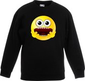 Smiley/ emoticon sweater geschrokken zwart kinderen 5-6 jaar (110/116)