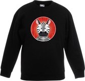 Kinder sweater zwart met vrolijke zebra print - zebras trui 3-4 jaar (98/104)