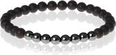 Zwarte Matte Agaat kralen armband Black Beads 6mm