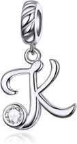 Zilveren hangende bedel letter K