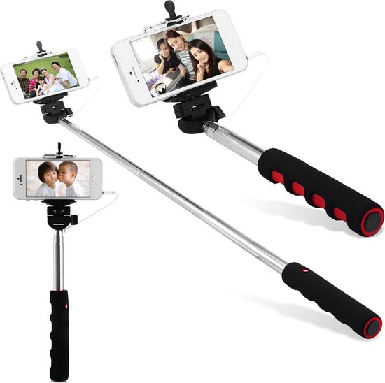 Selfie stick voor Smartphone - licht gewicht voor Samsung/iPhone/HTC/Apple - Roze & ZWART HANDVAT