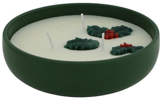 Home Society - Kaars in schaal - Kerst - Groen - 15x5