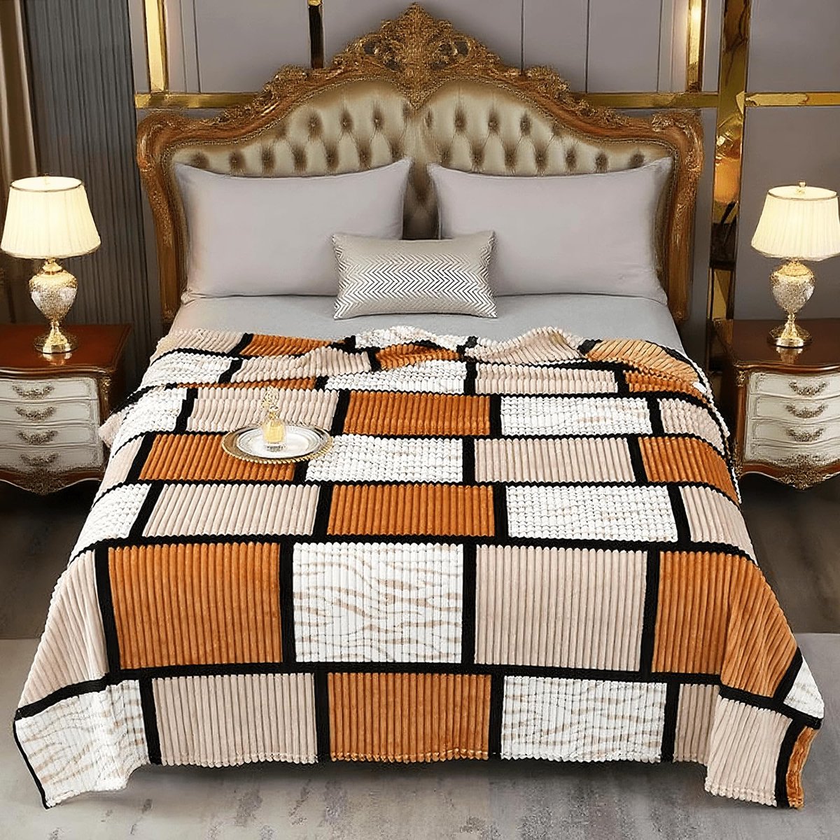 Azomor® Zachte en warme plaid met ruitpatroon voor bank of bed 150x200 cm