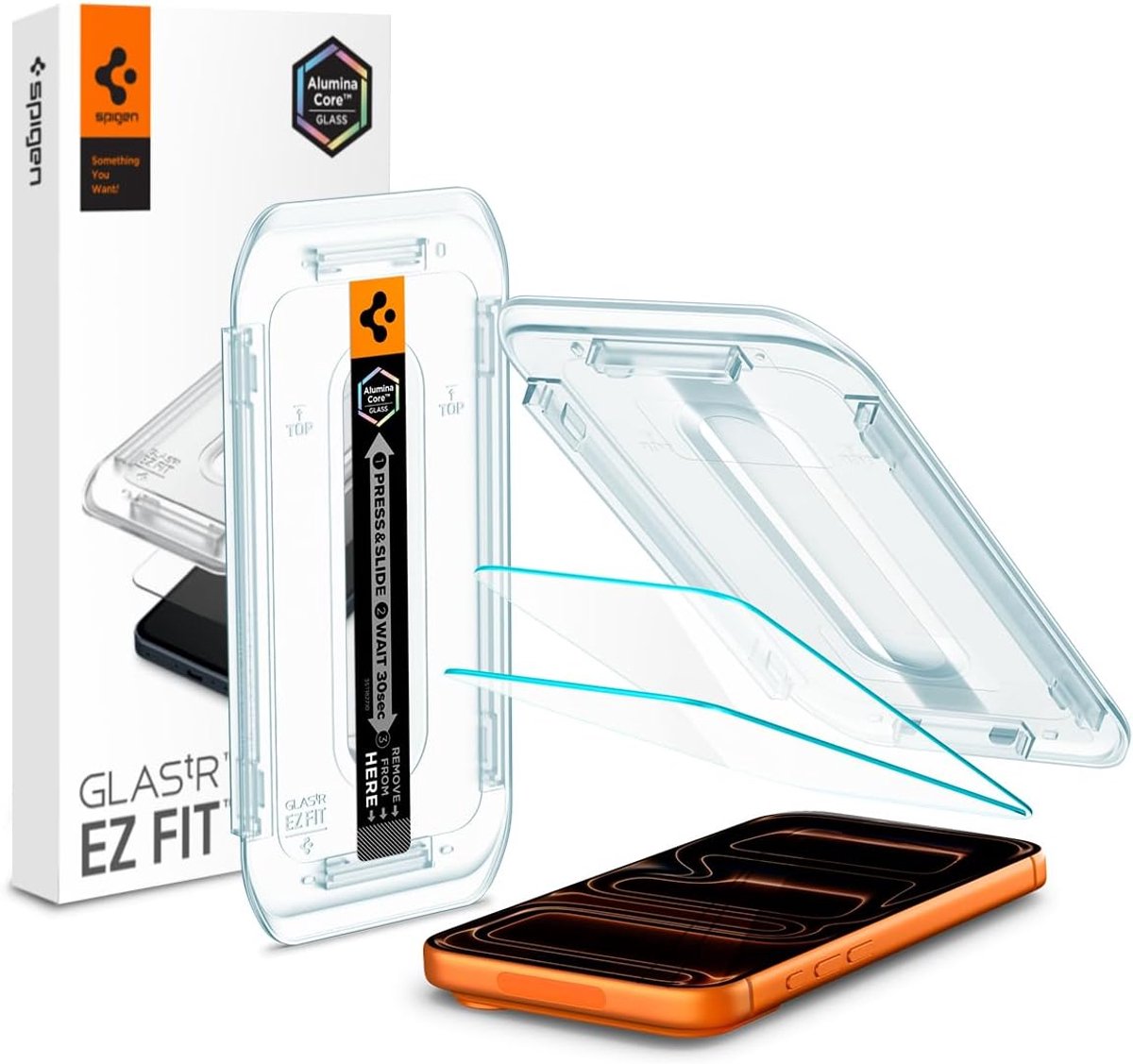 Spigen Geschikt voor Apple iPhone 17 Pro Max - Glas.tR EZ - Screenprotector - 2 stuks - sjabloon voor installatie