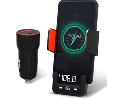 Serve FM Transmitter 3 in 1 Carkit - Telefoonhouder Auto + Draadloos Opladen - Telefoonhouders Auto Accessoires - Draadloze Snellader 15W Autolader - Ventilatie Houder