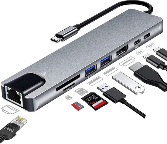 VEXON Cablehub Pro - 8 in 1 USB C Hub