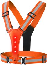 Hardloop Verlichting - Hardloopvest - Inclusief USB-C kabel - Hardloopvest Oplaadbaar - Reflecterend Hesje - Running vest - Borstlamp- Oranje