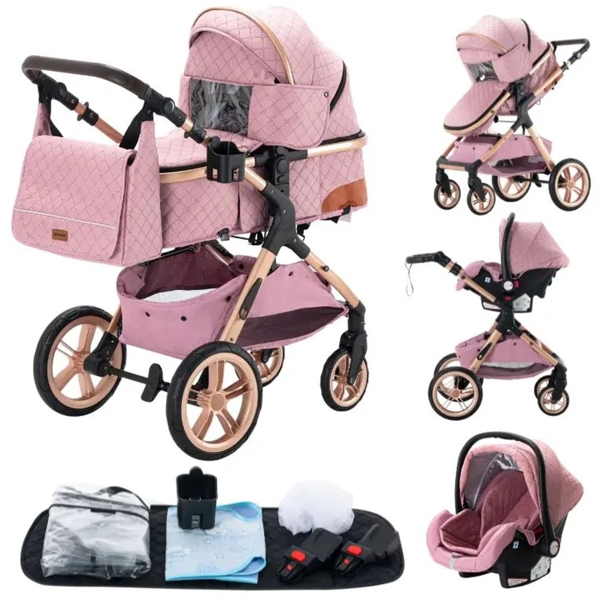 Ruihai Hennova 3-in-1 Kinderwagen met Autostoel - Roze - Ruihai Hongda e-commerce Co - €179,95