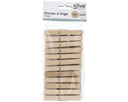 5five Wasknijpers - 96x stuks - hout - naturel - 9 cm - Was ophangen - Was knijpers