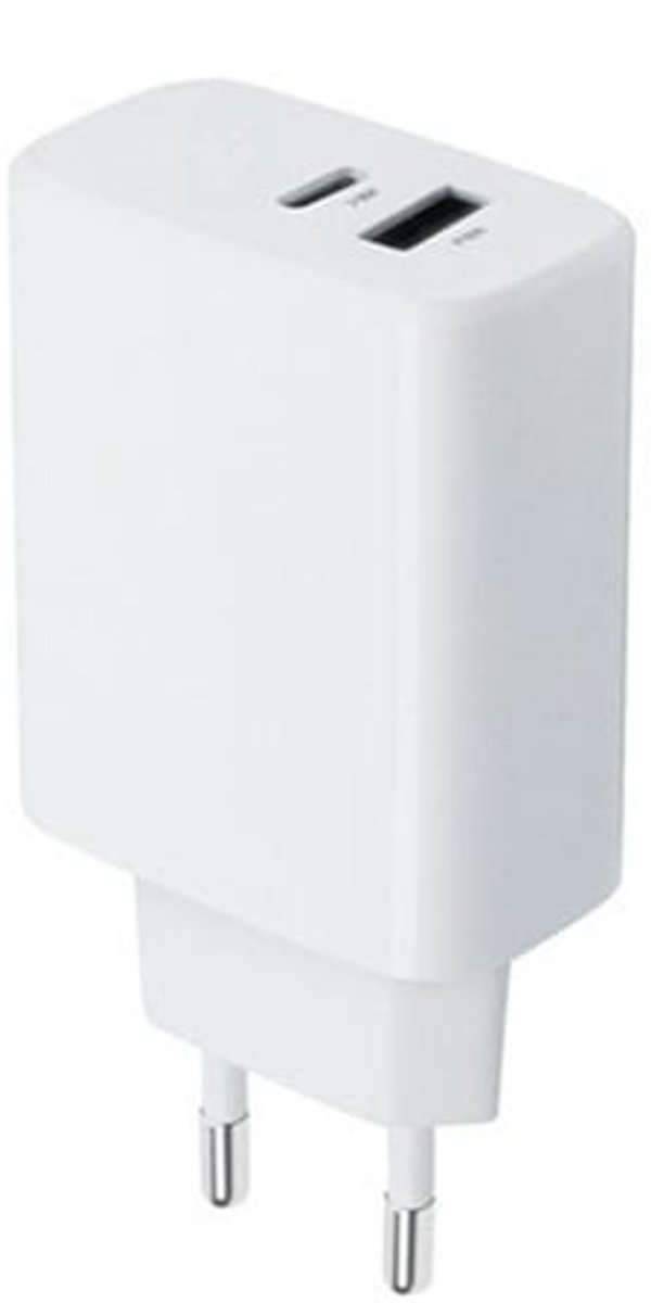 OneOne 25W super snellader met 2 poorten. Witte oplader met USB C en USB A. PD en Quick Charge lader adapter past op Sony SRS-NB10, SRS-XB13, SRS-XB 23, SRS-XB33, SRS-XB43, SRS-XB100, SRS-XG300, ULT Field 1, WLA-NS7, XE-200, XE-300, LSPX-S3