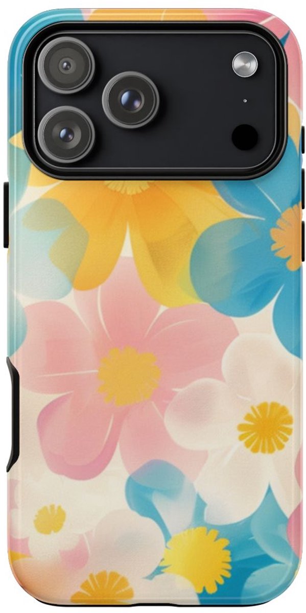Vrolijk Pastel Bloemenpatroon – Telefoonhoesje Geschikt voor iPhone 17 Pro Max