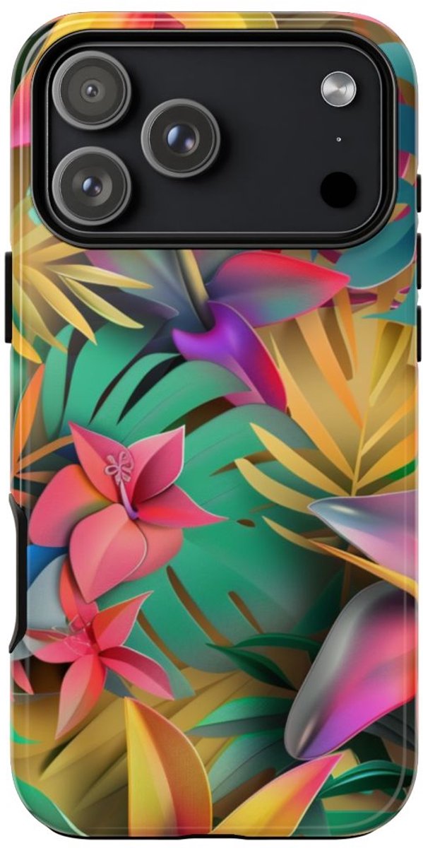 Levendig Tropisch Bloemenpatroon – Telefoonhoesje Geschikt voor iPhone 17 Pro Max