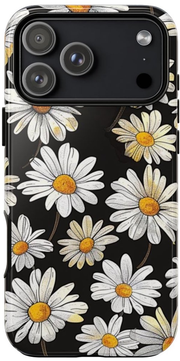 Witte Madeliefjespatroon – Telefoonhoesje Geschikt voor iPhone 17 Pro Max